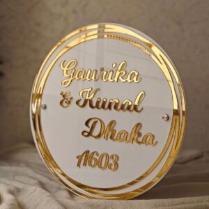 Custom laser-cut house name plate — personalized acrylic name board by Bright N Wall®