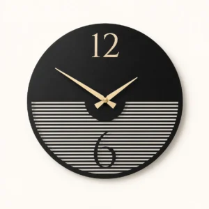 Minimalist Black Hollow Numeral Acrylic Wall Clock front view in single-sheet 3 mm acrylic