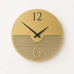 Golden Line-Cut Designer Acrylic Wall Clock front view in single-sheet 3 mm acrylic