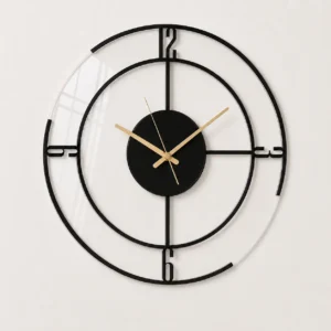Modern 12–3–6–9 layered acrylic wall clock with full clear acrylic base and black top design