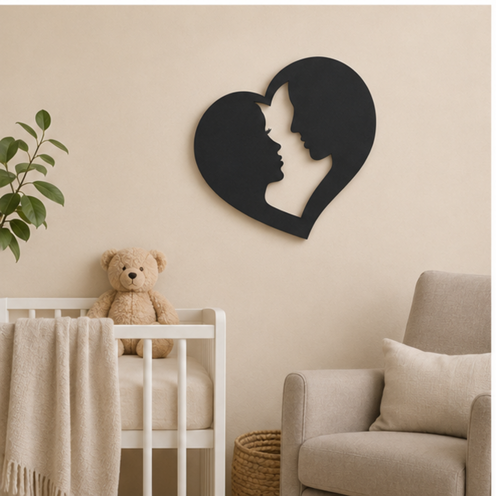 Couple Love Heart MDF wall art displayed in a modern home interior