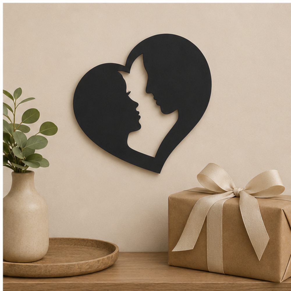 Couple Love Heart MDF wall art displayed in an alternate interior setting