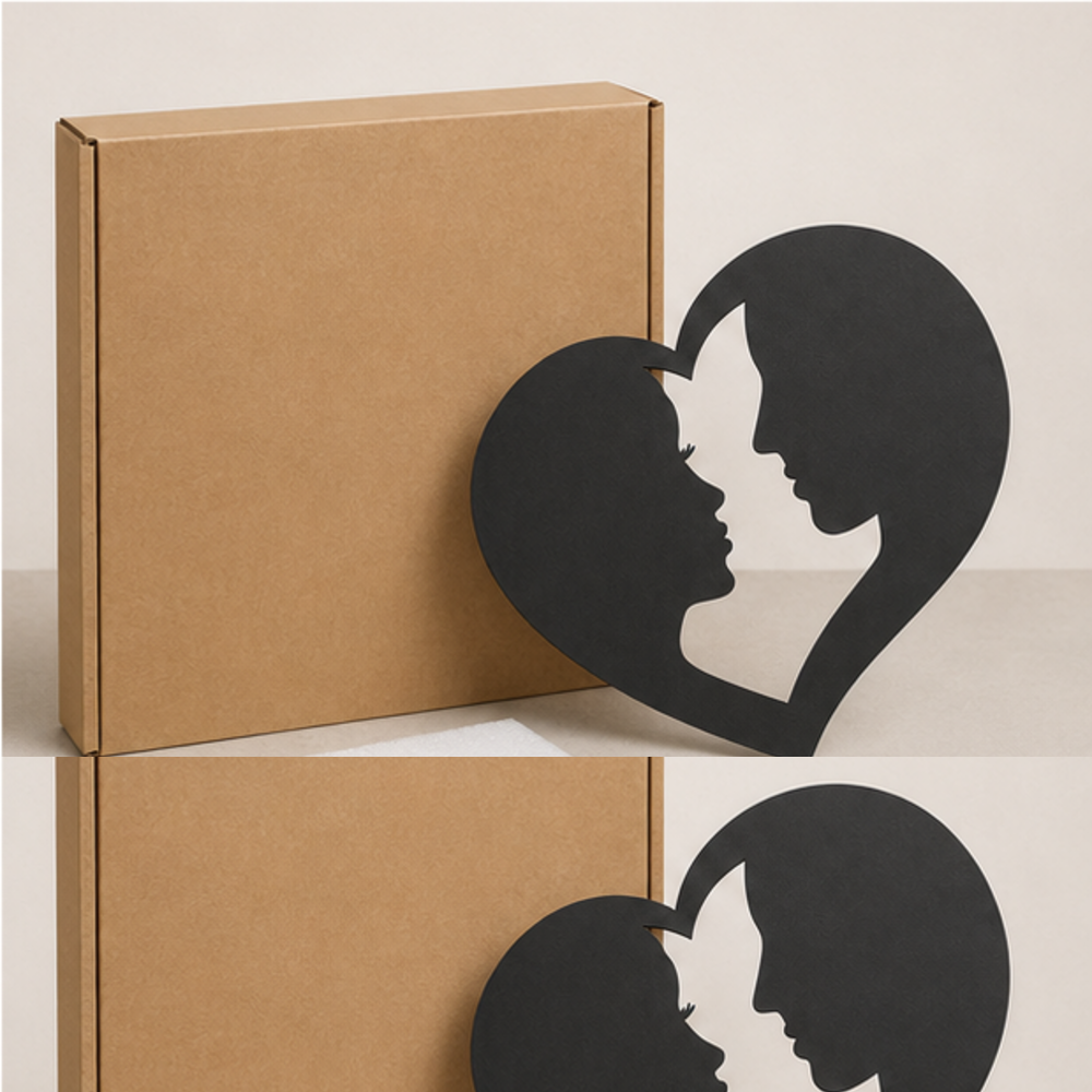 Couple Love Heart MDF wall art protective packaging