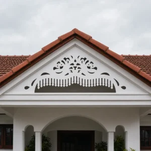 Ornamental Floral Crown white PVC gable jaali hero with flat apex