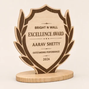 Personalized Corporate Excellence Wooden Award front hero view