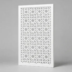 Arabic Star Lattice custom CNC-cut white PVC jaali design