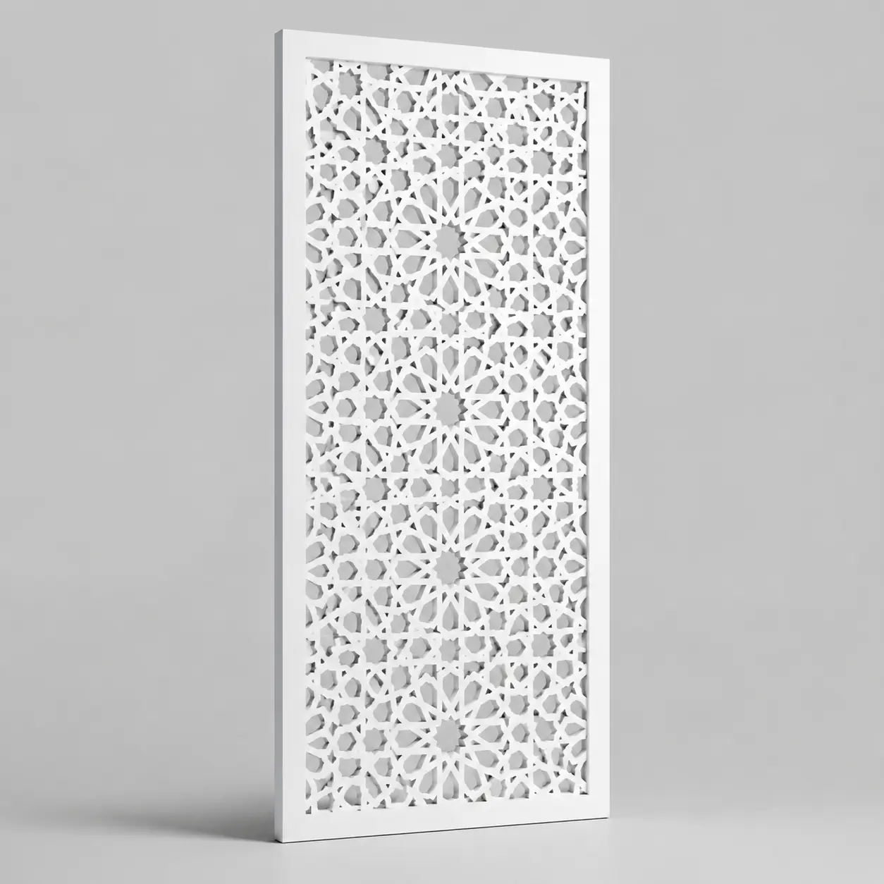 Moroccan Rosette Mesh custom CNC-cut white PVC jaali design