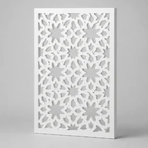 Bold Eight-Point Floral custom CNC-cut white PVC jaali design