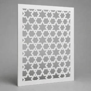Hexagon Star Lattice custom CNC-cut white PVC jaali design