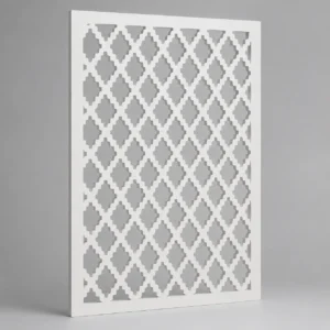 Floral Rosette Grid custom CNC-cut white PVC jaali design
