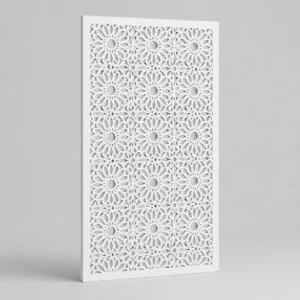 Dense Radial Rosette custom CNC-cut white PVC jaali design