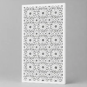 Sunburst Circle Grid custom CNC-cut white PVC jaali design