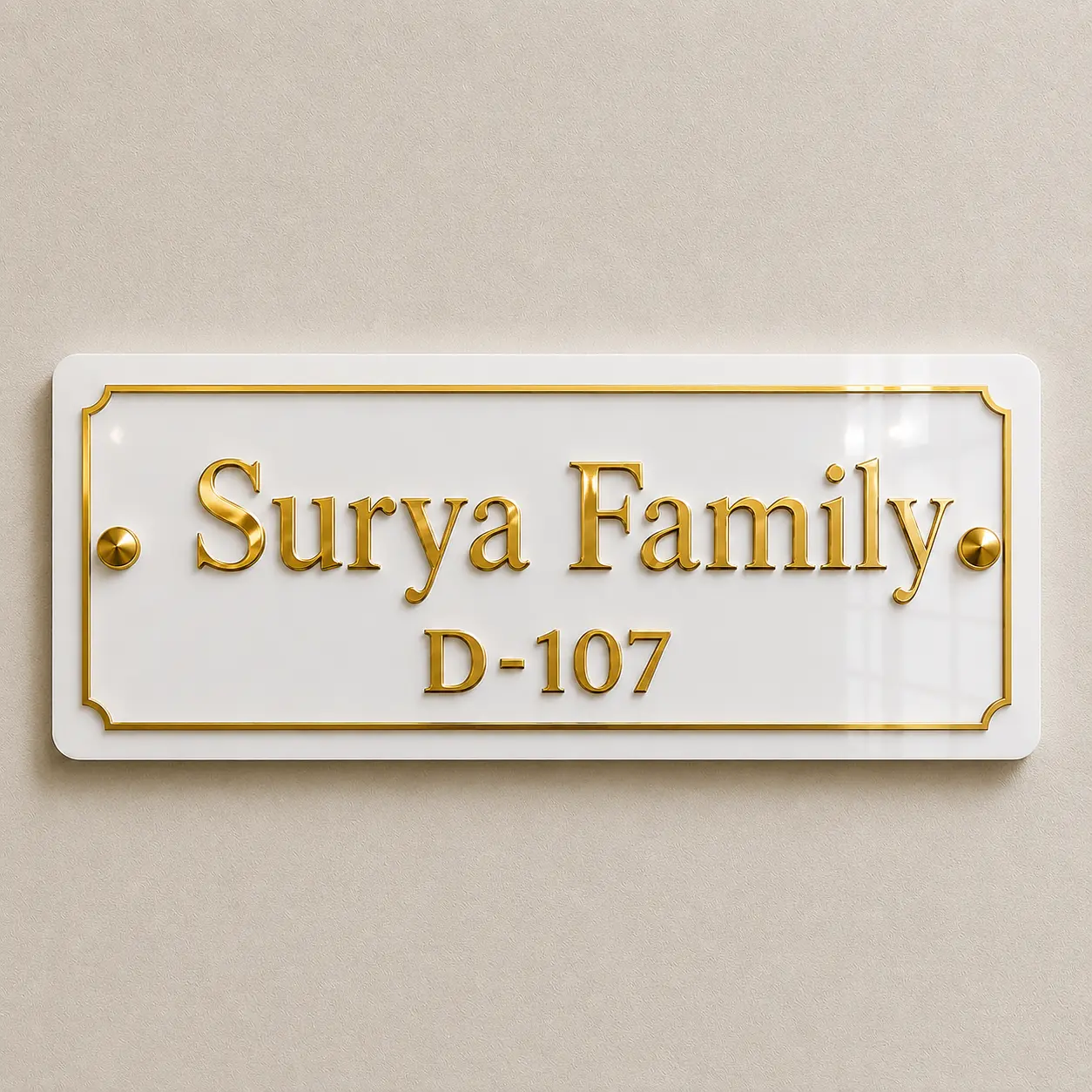 Custom gold mirror acrylic house name plate 6×12 inch