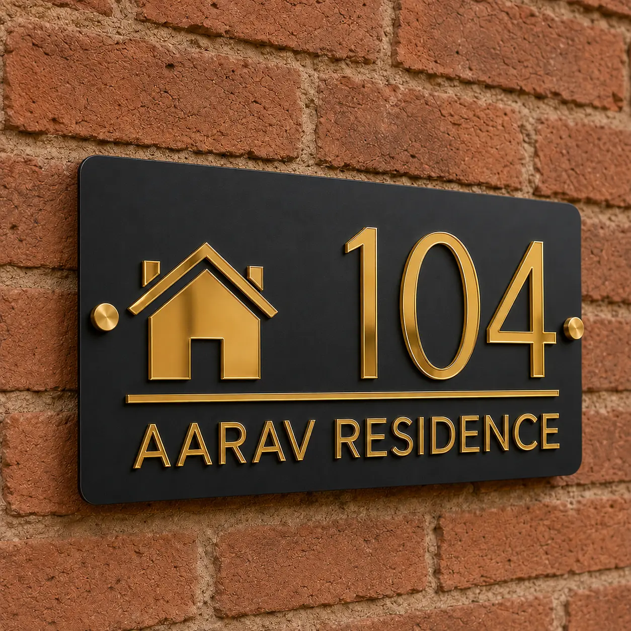 Angled view showing thin 3 mm acrylic construction of Aarav Residence plate