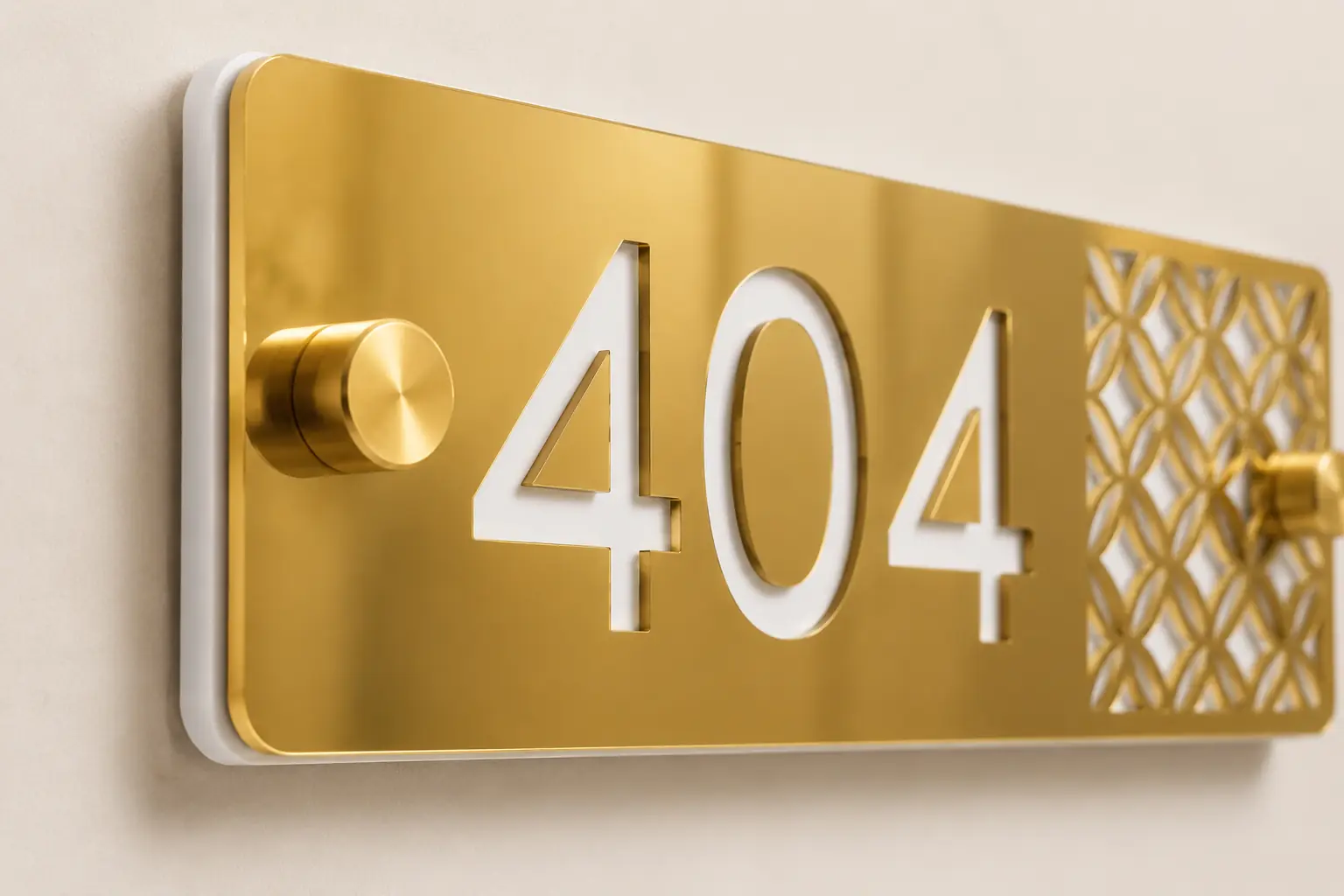 Close-up of the acrylic material and finish on Gold Mirror Lattice Acrylic Apartment Number Plate