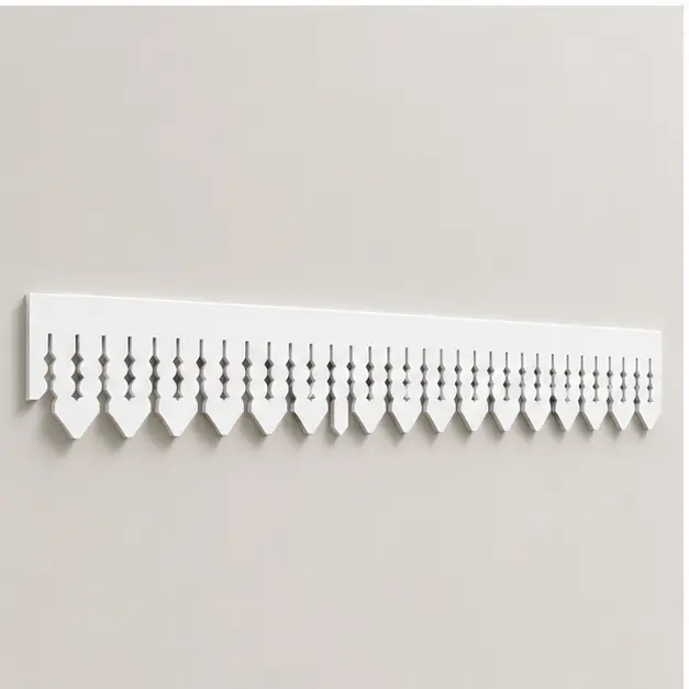 Diamond Step Lattice CNC PVC Roof Border studio product view of the white CNC-cut PVC roof border