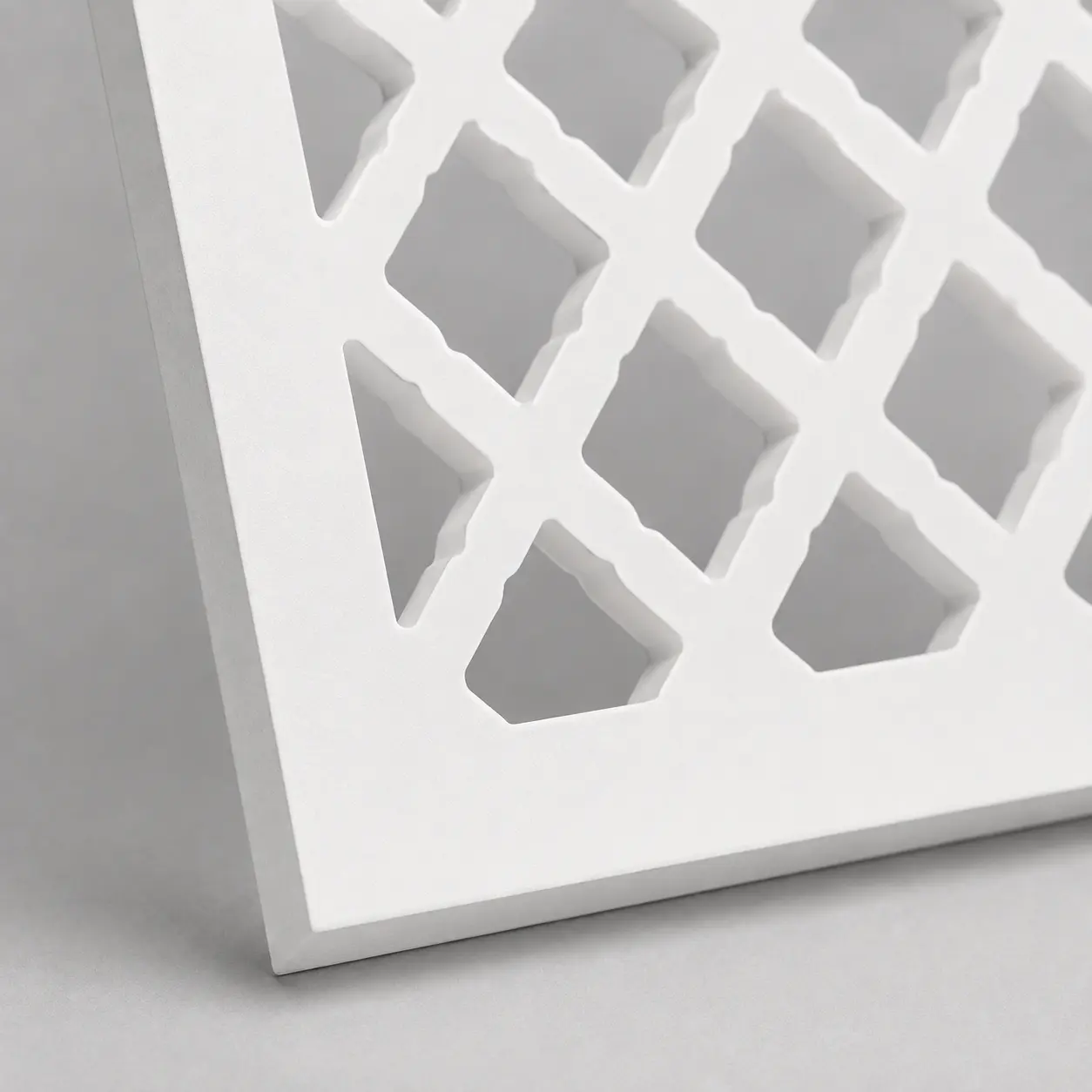 Close-up of Central Sun Medallion CNC-cut pattern in white PVC foam board