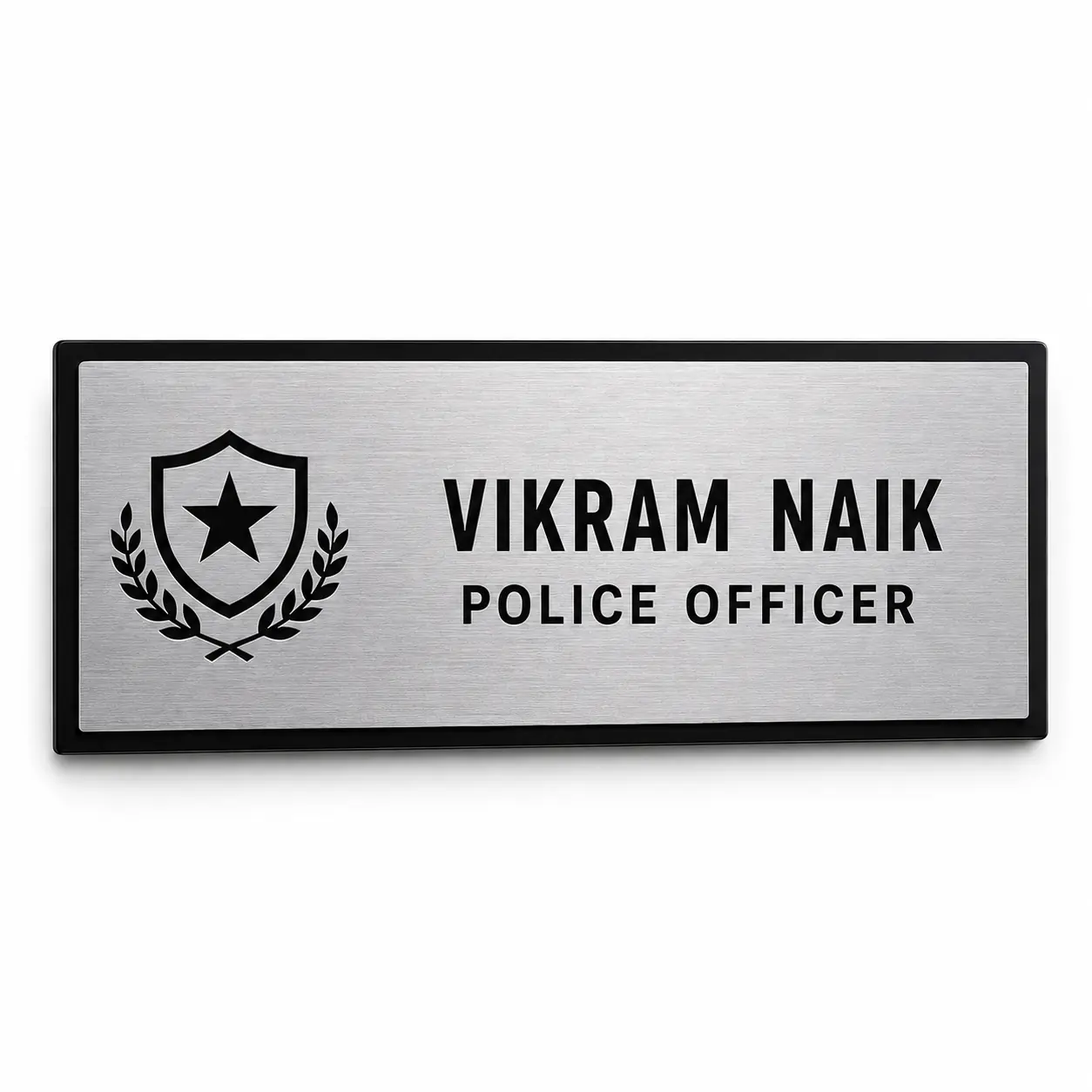 Custom Police Officer brushed silver acrylic door name plate colour variation