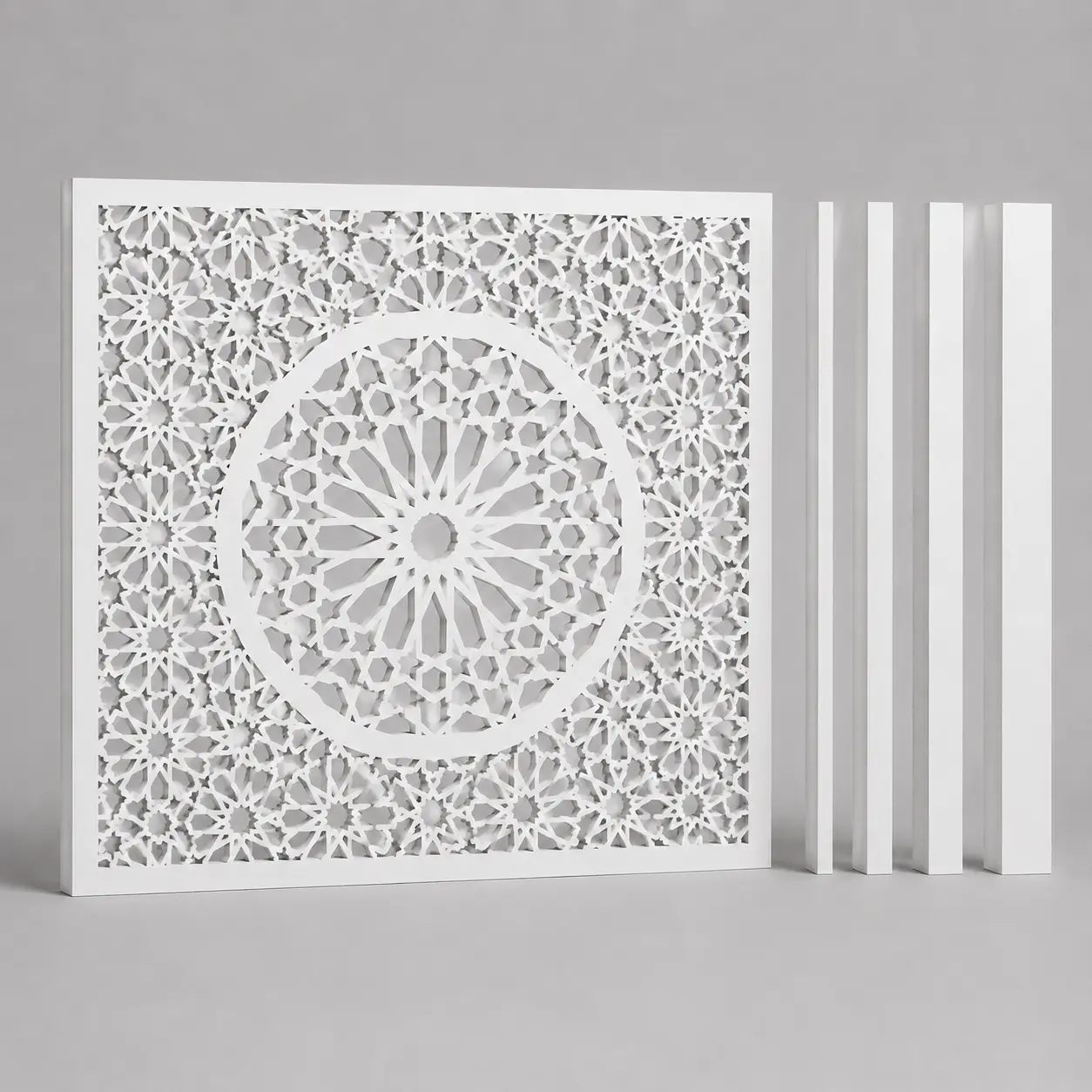 Elongated Diamond Lattice PVC jaali thickness options: 5, 8, 10, 12 and 18 mm