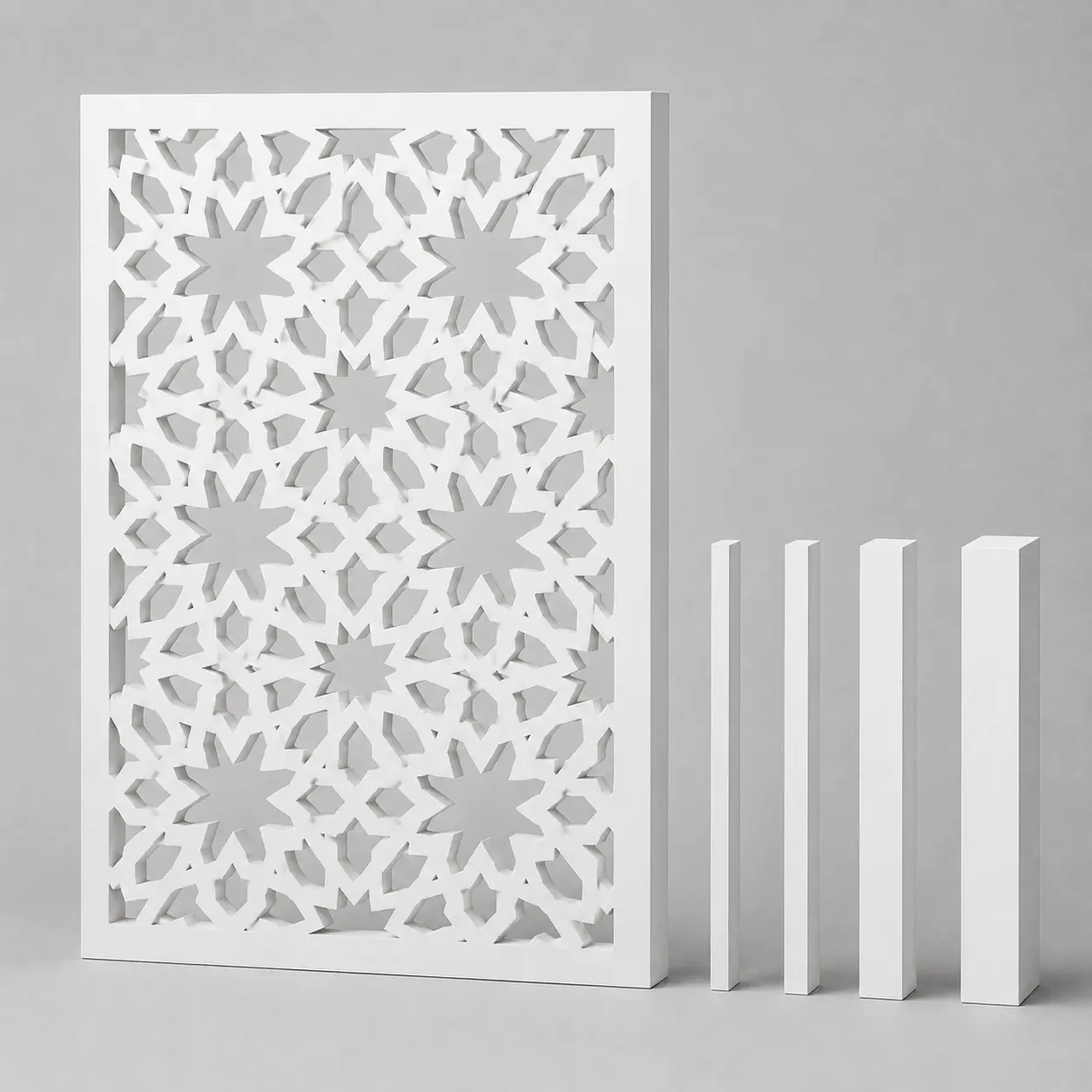 Bold Eight-Point Floral PVC jaali thickness options: 5, 8, 10, 12 and 18 mm