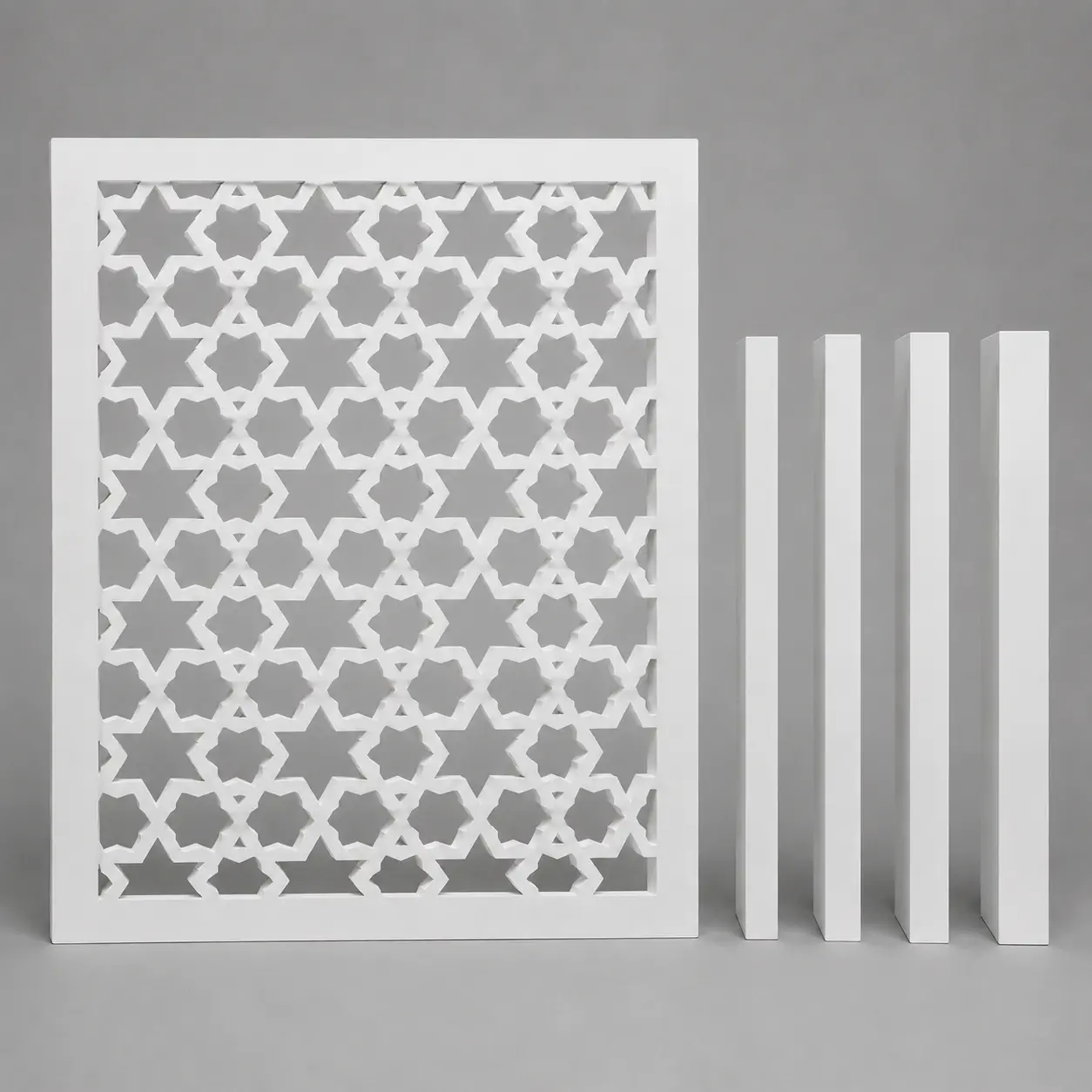 Hexagon Star Lattice PVC jaali thickness options: 5, 8, 10, 12 and 18 mm