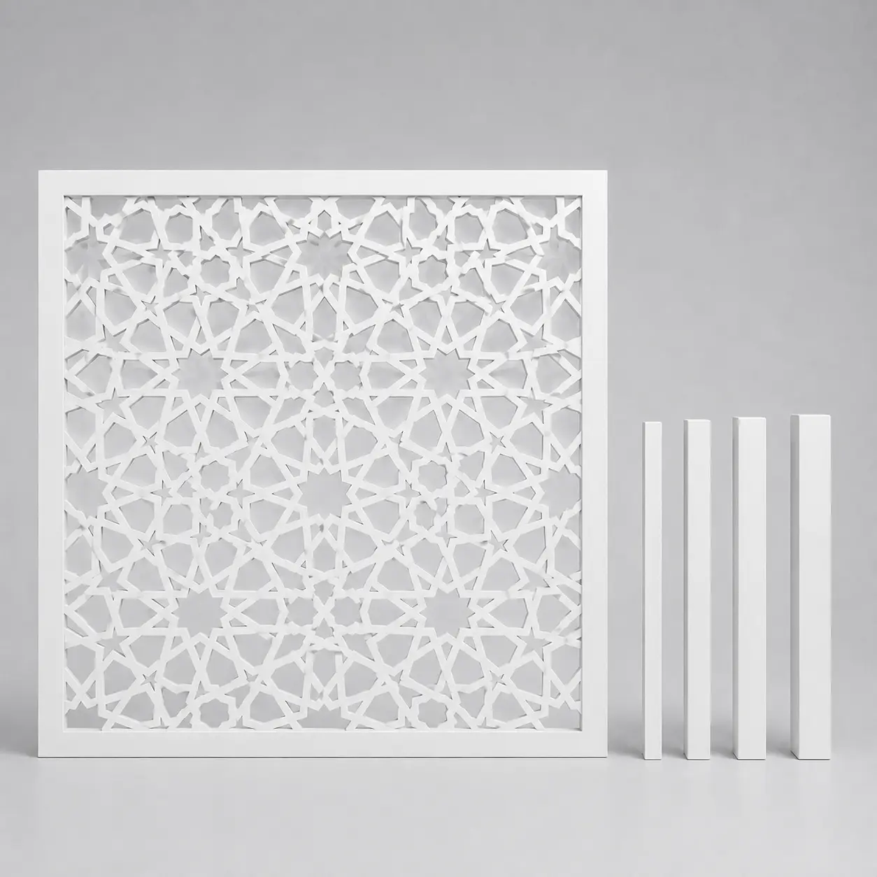 Grand Starburst Mosaic PVC jaali thickness options: 5, 8, 10, 12 and 18 mm