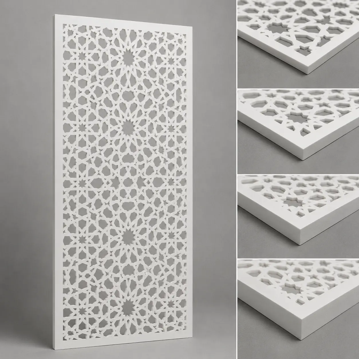 Arabic Star Lattice PVC jaali thickness options: 5, 8, 10, 12 and 18 mm