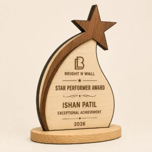 Personalized Star Performer Wooden Award front hero view