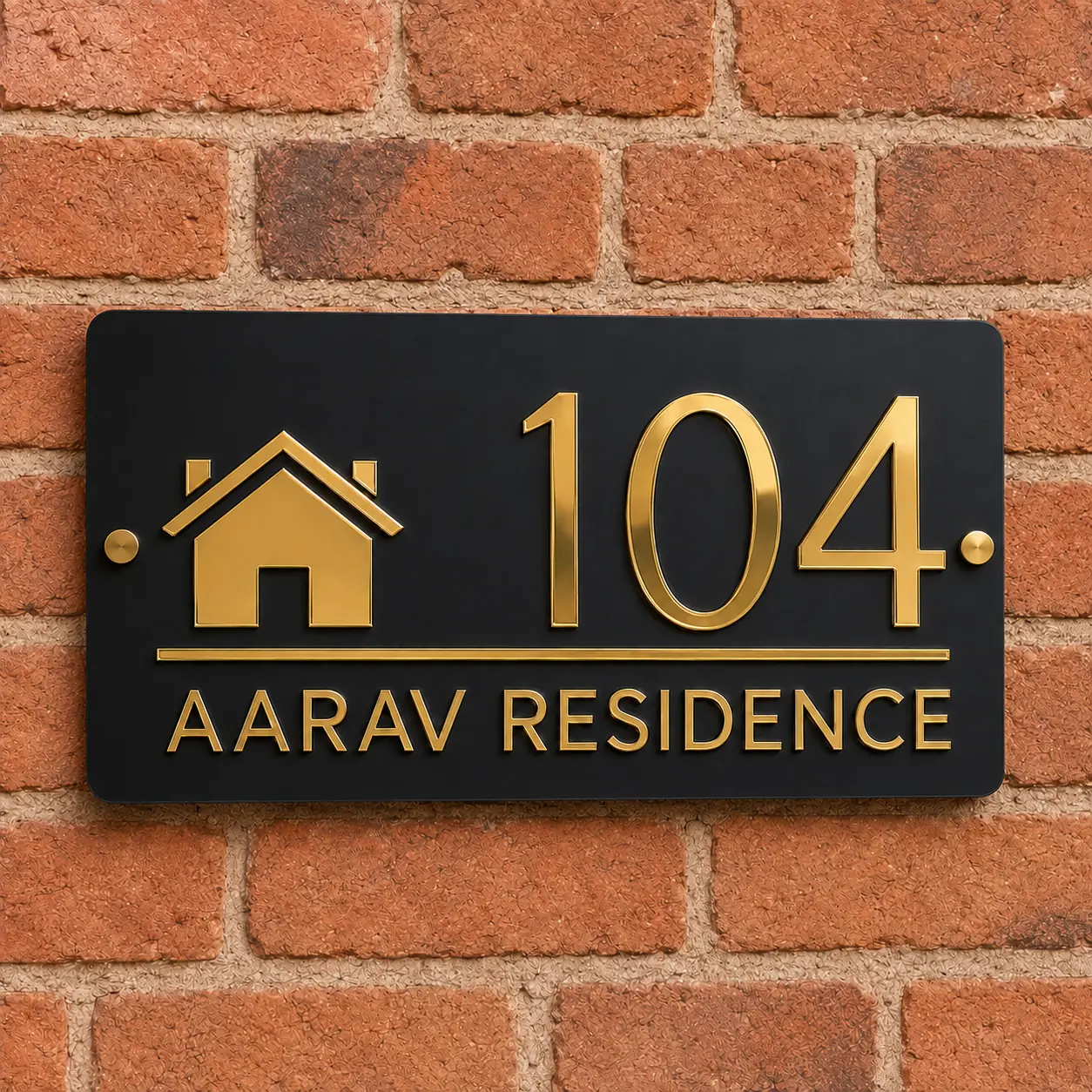Acrylic address plate installed with exactly two centerline studs