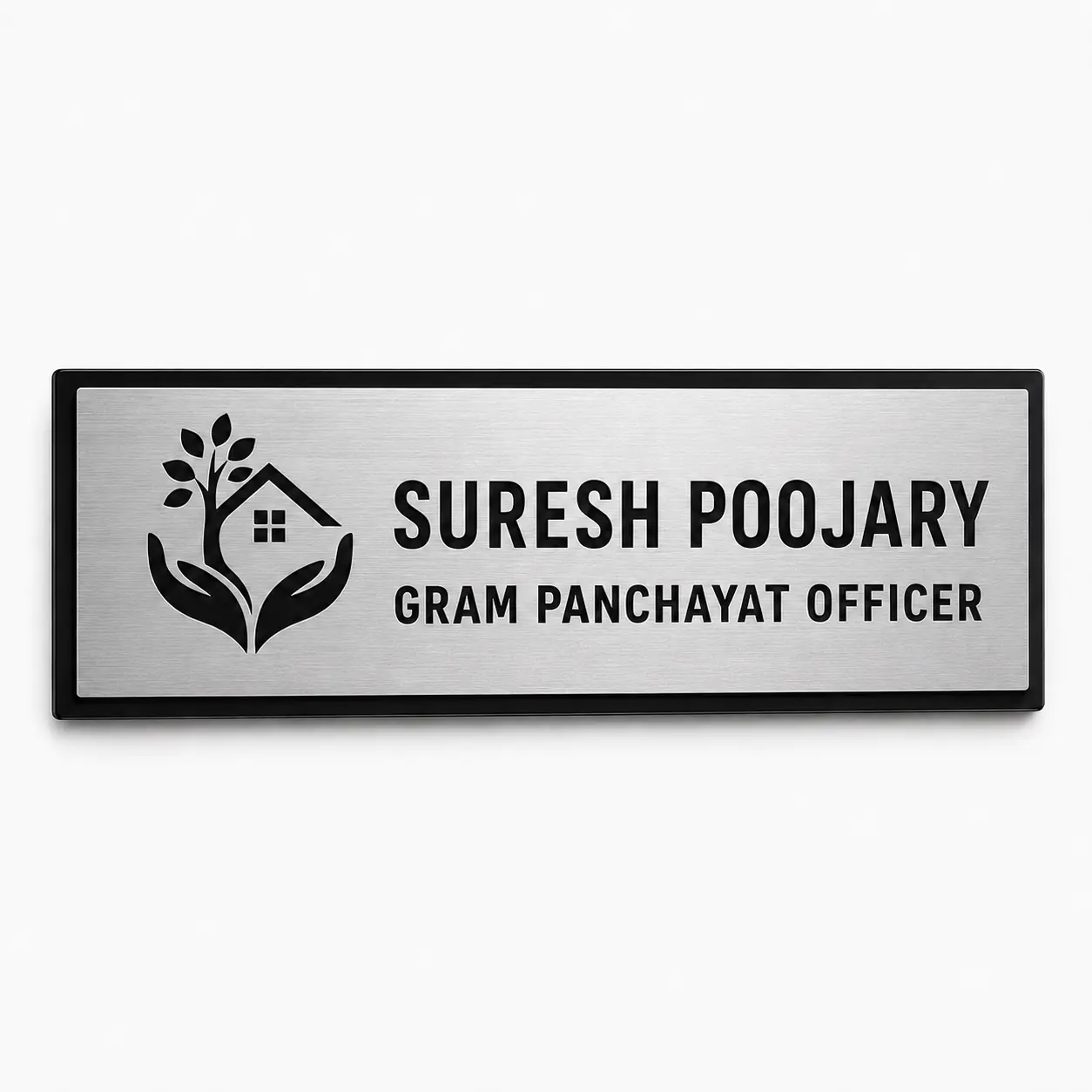 Custom Gram Panchayat Officer brushed silver acrylic door name plate colour variation