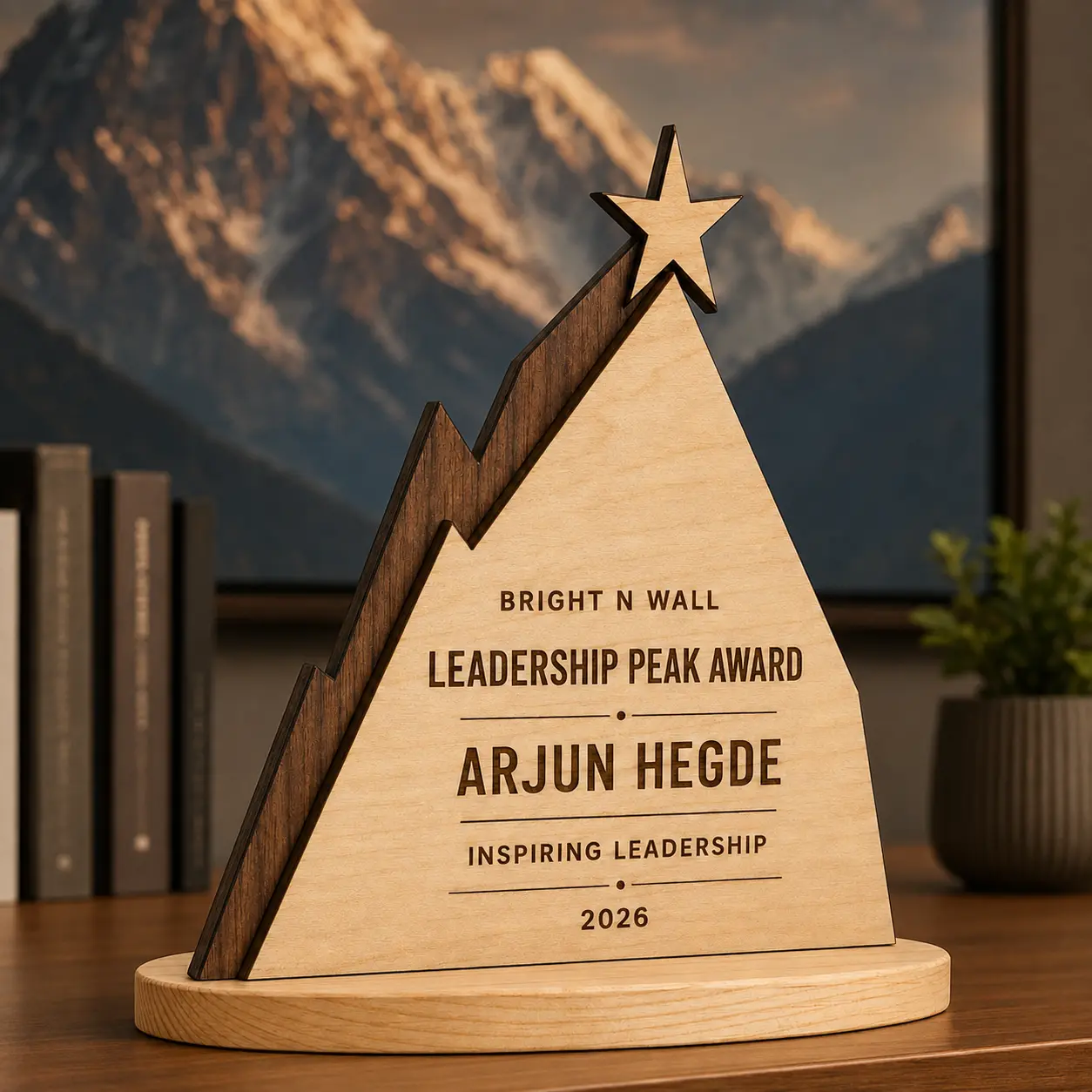 Leadership Peak Award displayed in a realistic presentation setting