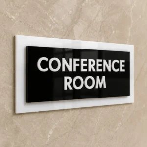 3-layer acrylic Conference Room sign board, front product view, without Braille dots