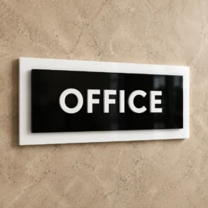 3-layer acrylic Office sign board, front product view, without Braille dots