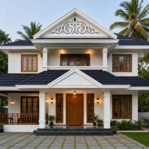 Lotus Scroll PVC Gable Jaali exterior installation view 1 by SS ARTS