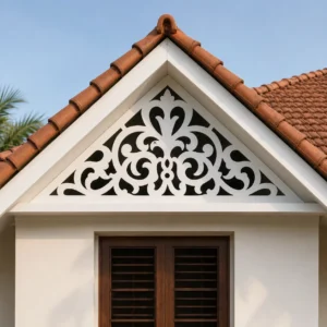 Fleur Scroll PVC Gable Jaali exterior installation view 1 by SS ARTS