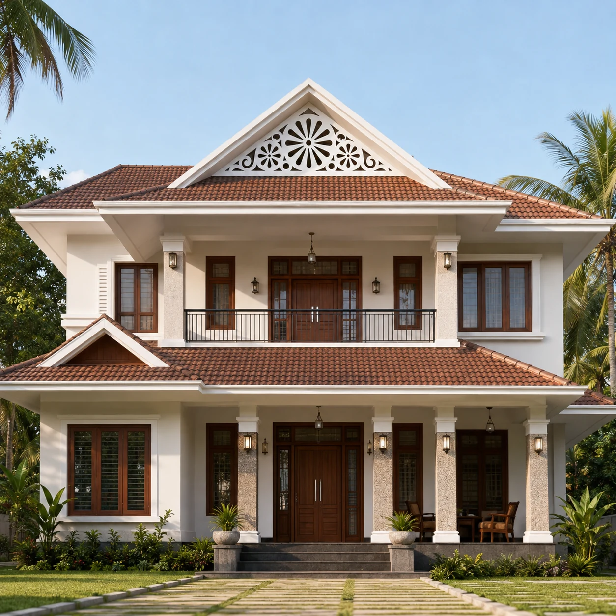 Daisy Sunburst PVC Gable Jaali exterior installation view 1 by SS ARTS