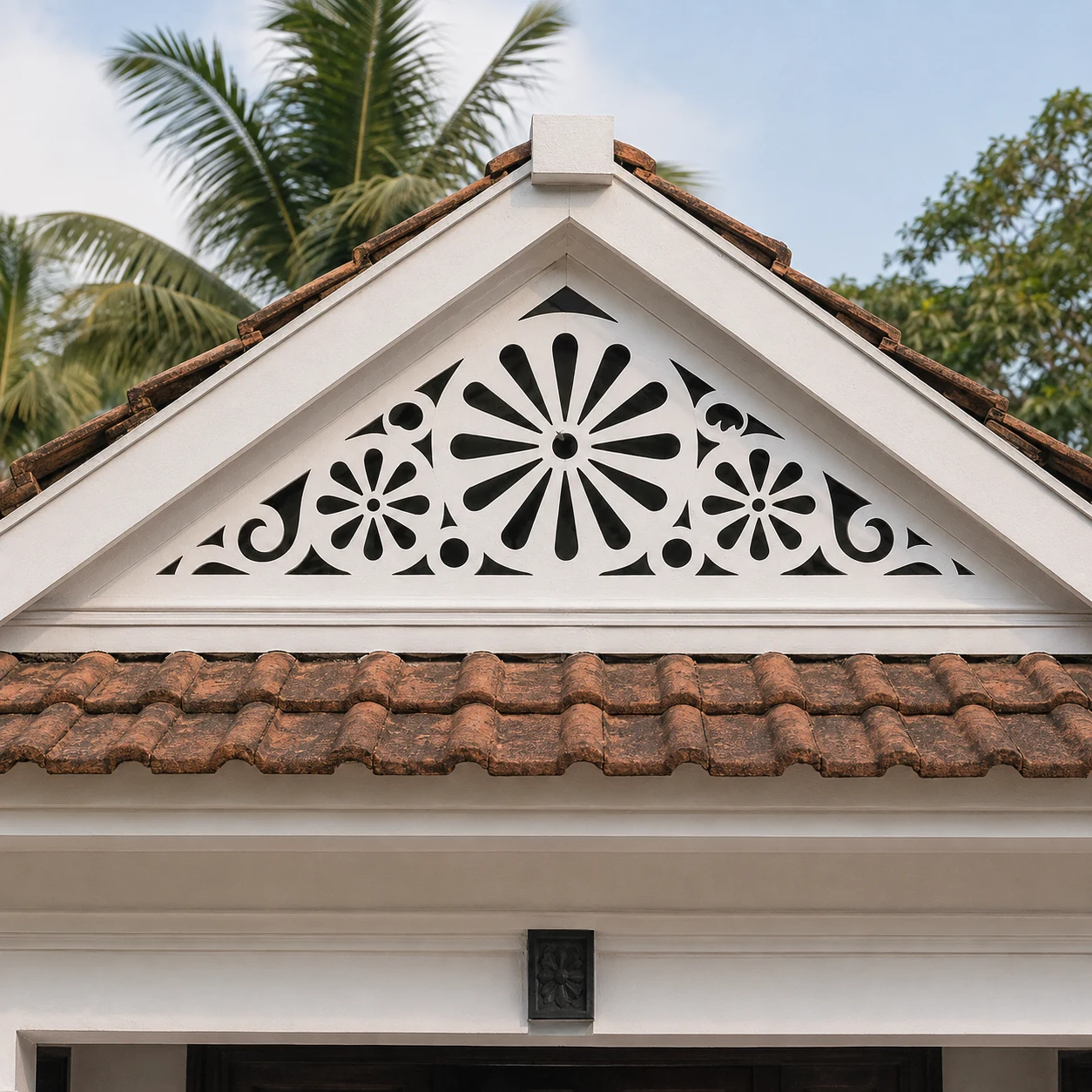 Daisy Sunburst PVC Gable Jaali exterior installation view 2 by SS ARTS