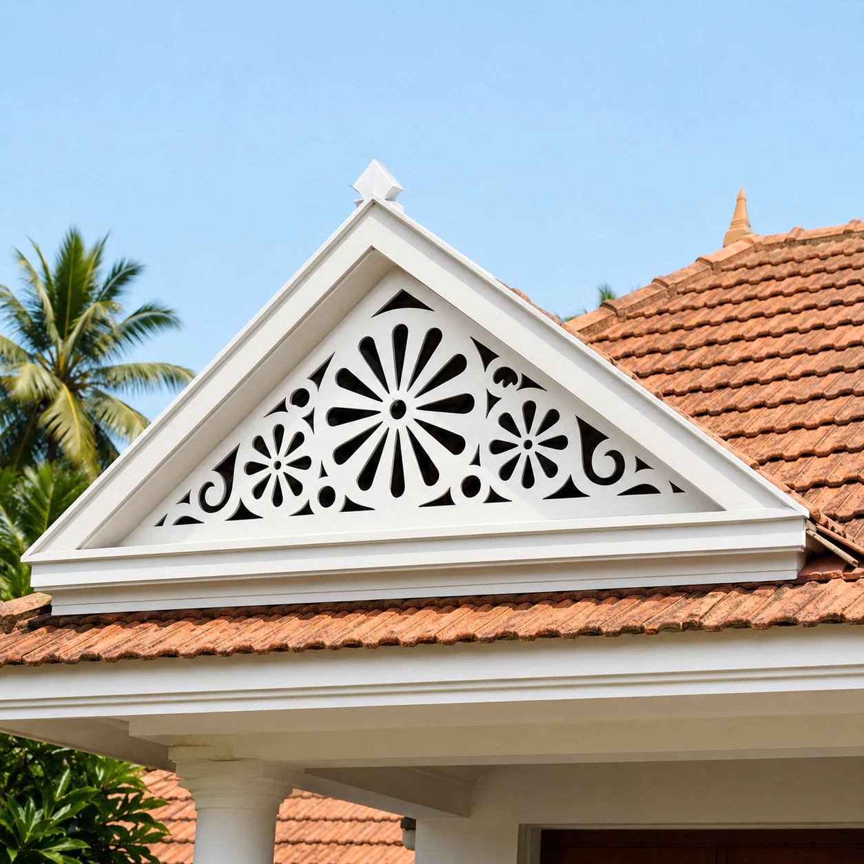 Daisy Sunburst PVC Gable Jaali exterior installation view 3 by SS ARTS