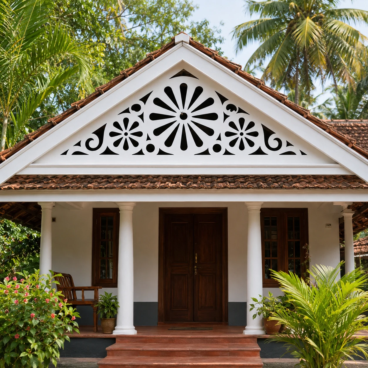 Daisy Sunburst PVC Gable Jaali exterior installation view 4 by SS ARTS