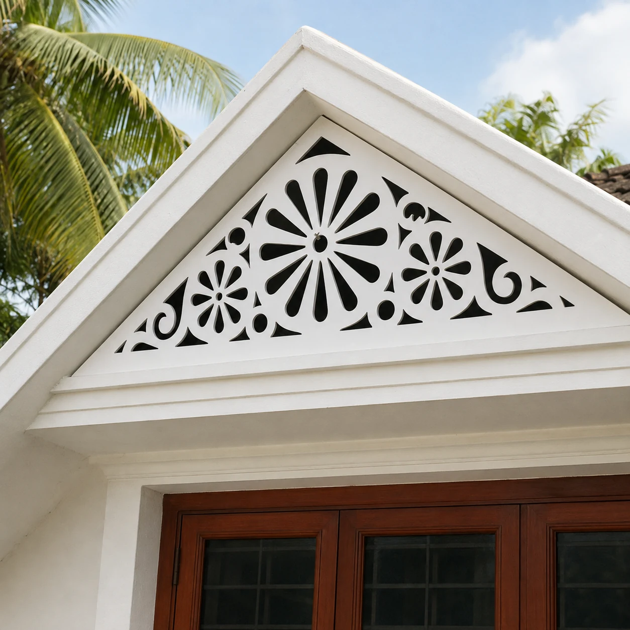 Daisy Sunburst PVC Gable Jaali exterior installation view 5 by SS ARTS