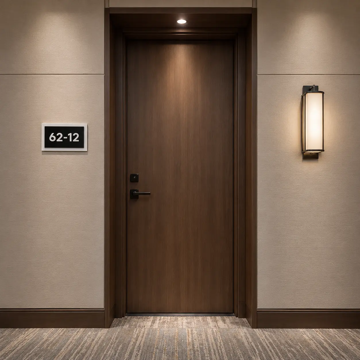 3-layer acrylic Room Number sign board, front-facing lifestyle view, without Braille dots