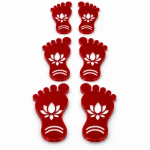 Six-piece glossy red acrylic Lakshmi Paduka pathway set