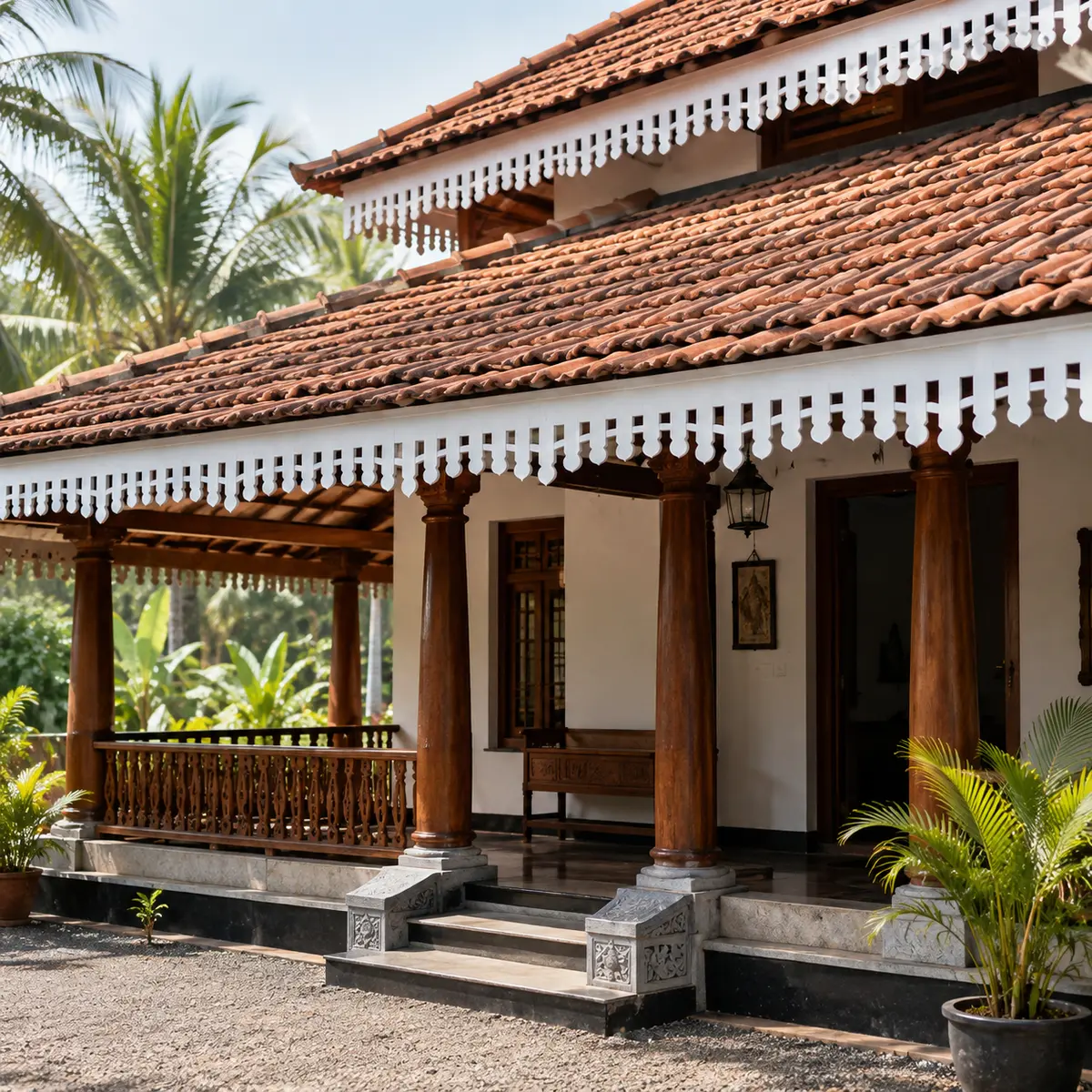 CNC-cut PVC roof border installed under clay roof tiles