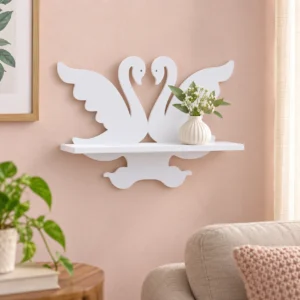 SS ARTS Twin Swan White Decorative Wall Shelf — lifestyle