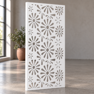 18 mm white PVC foam board daisy flower jaali with full-depth CNC router cutouts